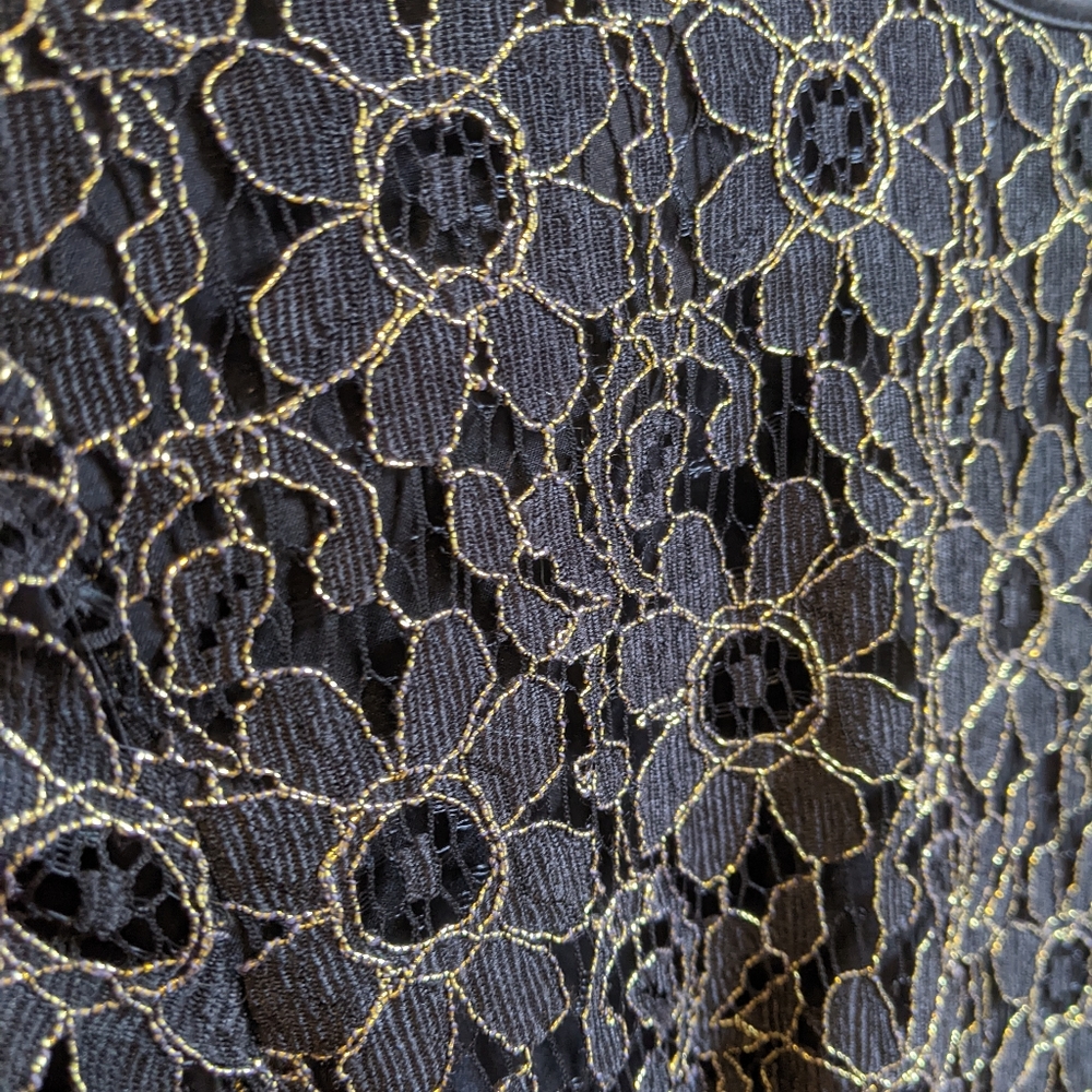Ted Baker London Black and Gold Lace Mini Dress W/ POCKETS - Picture 6 of 7